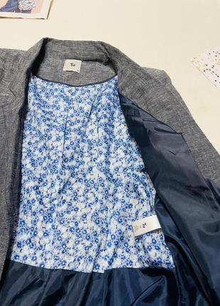 Стильный пиджак из натуральной ткани в составе с льном серый цвет меланж от бренда tu  👚 размер 14 фото