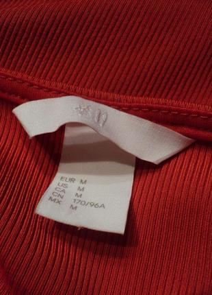 Плаття h&m рубчик локшина облягає червоне міді коротким рукавом обтяжку фігурі футболка4 фото