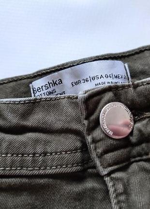 Bershka шорти джинсові хакі джинс жіночі бершка фірмові шортики брендові щелені темні висока посадка високі6 фото