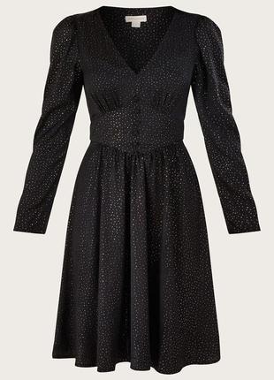 Черное платье shelley foil чайный принт от monsoon, p. m3 фото