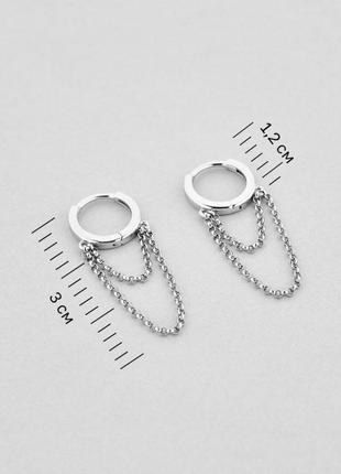 Миниатюрные сережки кольца с цепочками4 фото