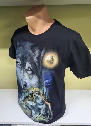Футболка мужская с принтом животных волки, футболка волк , мужская футболка, футболка, футболка чёрная с принтом, чёрная футболка2 фото