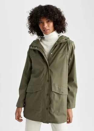 Женская парка хаки куртка длинная оверсайз деми батал большого размера дождевик пальто varde1 фото