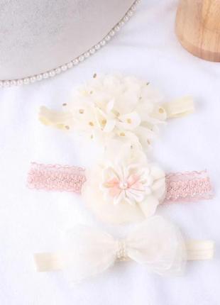 Коронка бантик для новонародженої_дівчинки на рочок_святкова пов'язка
