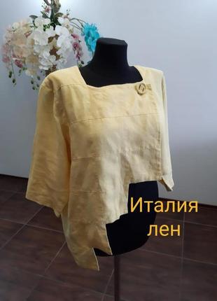 Льняная асимметричная блуза жакет италия1 фото