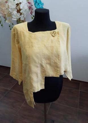 Льняная асимметричная блуза жакет италия4 фото
