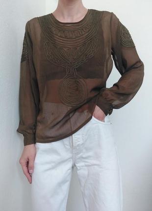 Прозрачная блуза хаки рубашка antik batik блузка этно стиль рубашка с вышивкой блузка1 фото