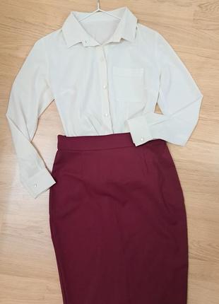 Костюм блуза и юбка классического стиля, размер s-m.1 фото