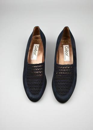 Gabor женские туфли на маленьком каблуке замшевые темно-синие летние размер 382 фото