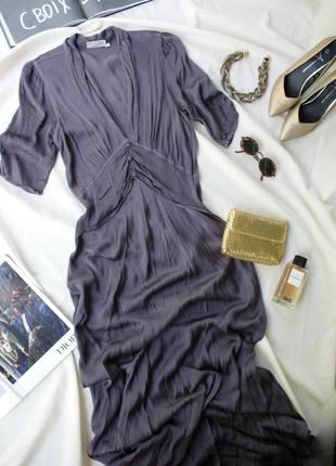 Розкішна сатинова атласна коктельна вітнажна сукня довга люкс максі