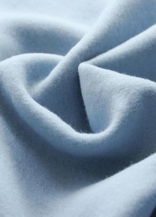 Пальтовая итальянская шерстяная ткань натуральная голубая однотонная mi 144