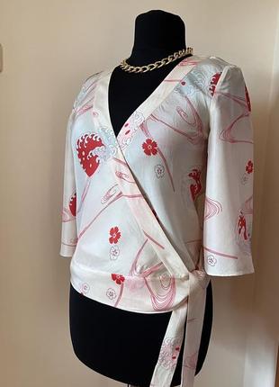 Блуза дизайнерская на запах 100% шелк gharani strok5 фото