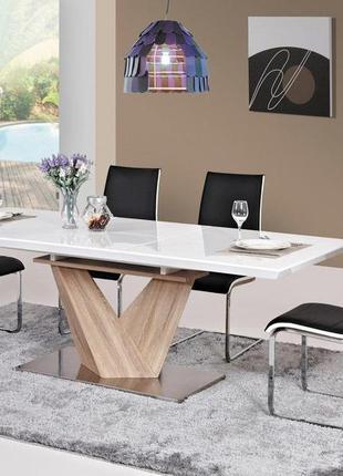 Стол alaras белый лак / дуб сонома 160(220)x90