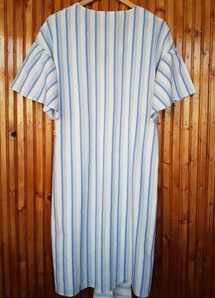Модное платье рубашка в полоску от h&m с длинным вшитым поясом.4 фото