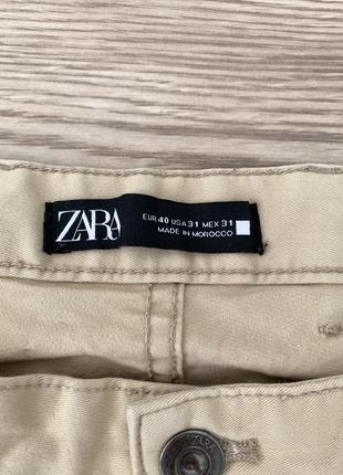 Бежевые зауженные стрейч джинсы zara3 фото