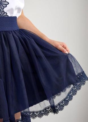Темно-синяя школьная юбка для девочки размер 122, 128, 134, 140, 1462 фото