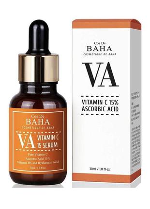 Сироватка для сяйва шкіри з вітаміном с й пантенолом cos de baha vitamin c 15% ascorbic acid, 30 мл