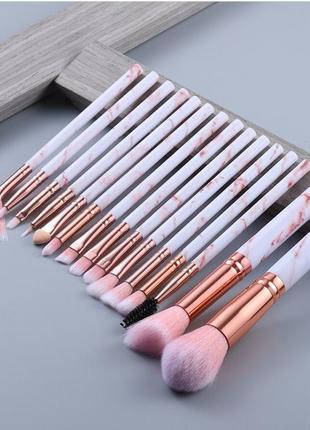 Набір пензлів для макіяжу barva lite pink 15 шт