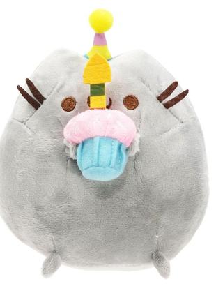 Плюшевая мягкая игрушка кот пушин с пирожным 15х18см pusheen cat1 фото