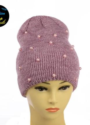 ● зимова жіноча шапка - медіна - бузковий ●