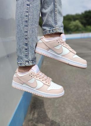 Классные женские кроссовки nike sb dunk low white pink розовые с белым