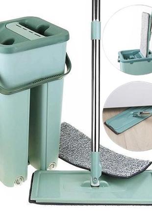 Швабра - лентяйка с ведром и автоматическим отжимом 2 в 1 hand free cleaning mop yt-200 5 л. цвет: зеленый