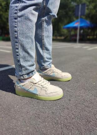 Трендові жіночі кросівки nike sb dunk low mummy бежеві світяться у темряві10 фото