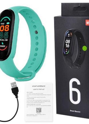Фитнес браслет fitpro smart band m6 (смарт часы, пульсоксиметр, пульс). цвет: зеленый1 фото