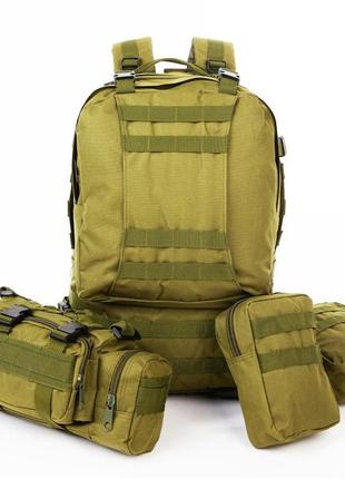 Рюкзак тактичний 55 л із 3 підсумками! якісний штурмовий для походу та подорожей великий рюкзак баул