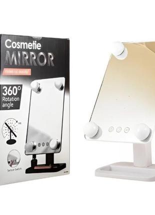 Настільне дзеркало для макіяжу cosmetie mirror 360 rotation angel з підсвіткою. колір: білий