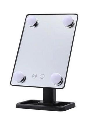 Настільне дзеркало для макіяжу cosmetie mirror 360 rotation angel з підсвіткою. колір: чорний