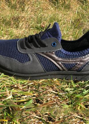 Текстильные кроссовки сеткой 43 размер. летние кроссовки под джинсы для мужчин. модель 91464. цвет: синий8 фото