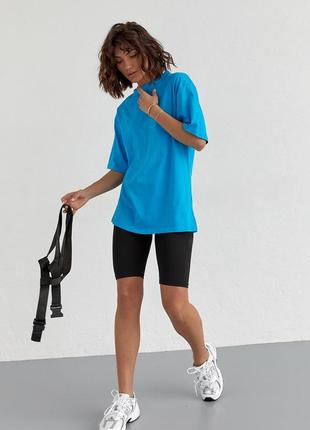Женский велосипедный костюм с портупеей - голубой цвет, l (есть размеры)4 фото