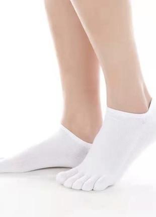 Шкарпетки сліди жіночі з окремими пальцями toe 36-39 білий1 фото