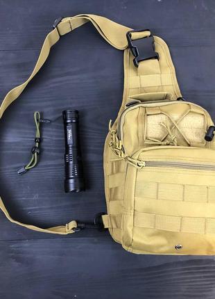 Комплект 2 в 1: армейська сумка + тактичний ліхтар3 фото