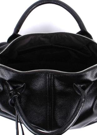 Комфортная женская сумка из натуральной зернистой кожи черный8 фото
