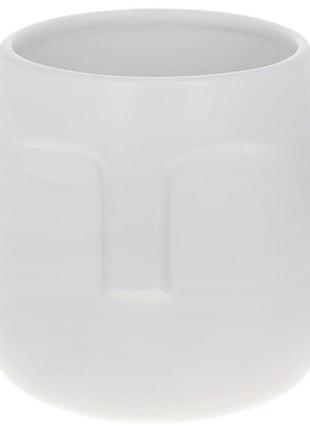 Ваза керамічна "illusion обличчя" 14х14х14см  daymart матовий білий