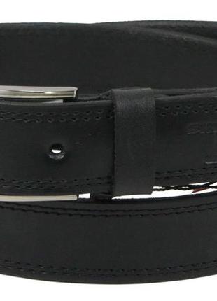 Мужской кожаный ремень daymart под брюки skipper 1281-35 черный 3,5 см