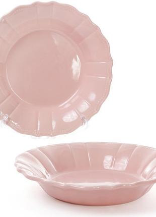 Набір 6 глибоких тарілок leeds ceramics sun ø23см  daymart кам'яна кераміка (рожеві)1 фото