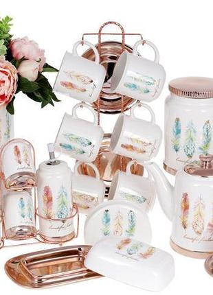 Цукорниця плюмаж "перо жар-птиці" 300мл daymart  з керамічною ложкою3 фото