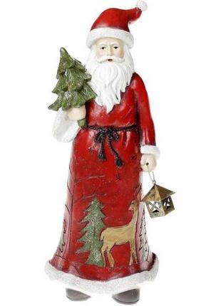 Статуетка декоративна "санта з ялинкою" 31.5см, в червоному