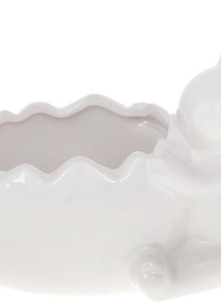 Міні-кашпо "кролик біля яйця" 19х12х13см  daymart кераміка, білий1 фото