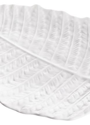 Набір 3 блюда сервірувальні "white city лист" 28x18см, біла порцеляна