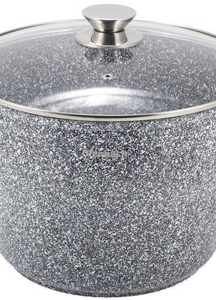 Каструля kamille snow marble 10л індукційна з антипригарним покриттям