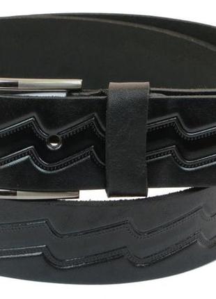 Мужской кожаный ремень daymart под джинсы skipper 1033-38 черный 3,8 см1 фото