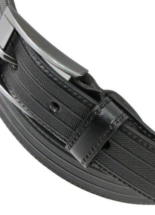 Мужской кожаный ремень daymart под брюки skipper 1250-35 черный 3,5 см4 фото