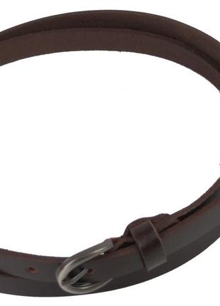 Узкий женский кожаный ремень daymart, пояс skipper 1408-15 темно-коричневый3 фото