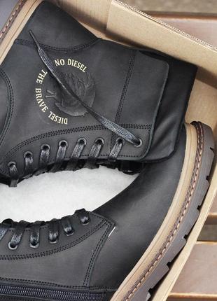 Ботинки кожаные зимние diesel cassidy combat black6 фото