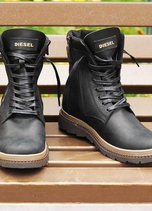 Ботинки кожаные зимние diesel cassidy combat black3 фото