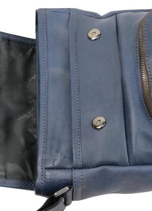 Кожаная мужская наплечная сумка daymart mykhail ikhtyar, украина синяя6 фото